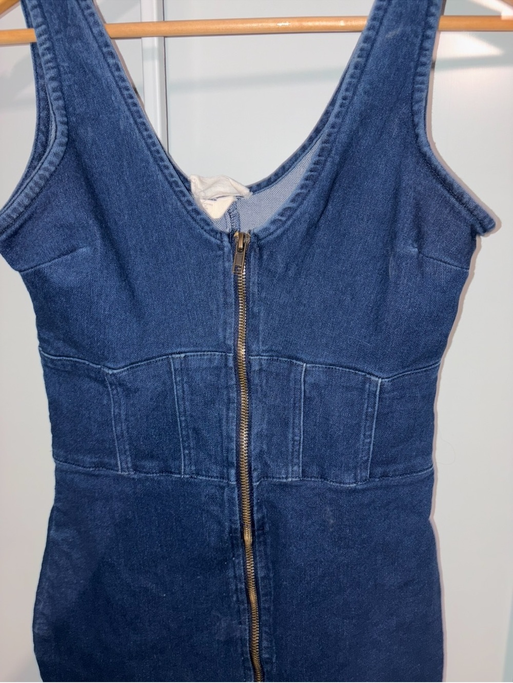 7th & Hudson Women's Dark Wash Full Zip Front Denim Bodycon Mini Dress Stretch M - Picture 3 of 9